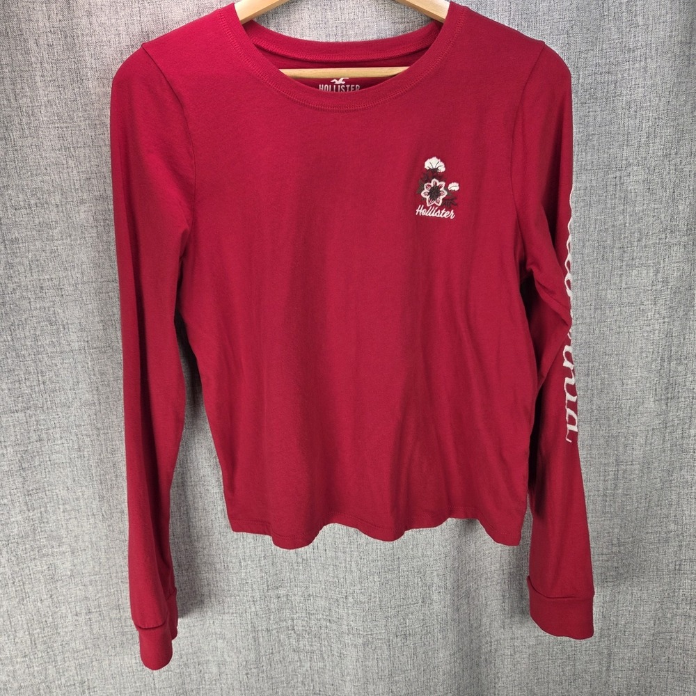 Hollister Women's Shirt Embroidered California Long Sleeve Medium Flower Preppy
